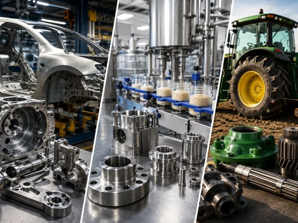 Mecanizado de piezas industriales por sectores: automoción, alimentación y agrícola
